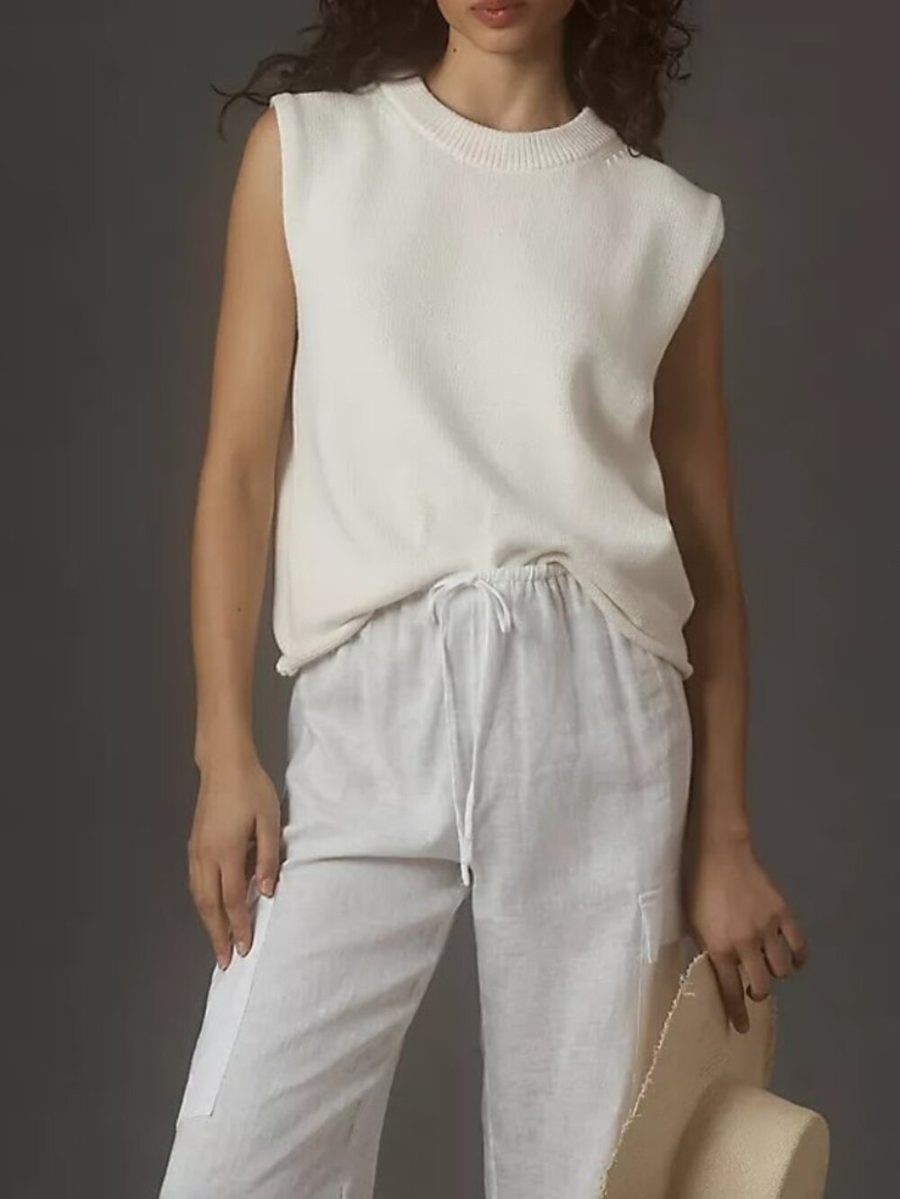 Velvet by Graham & Spencer Aster Sweater Tank Coastal Grandma Neutral Women's L - Picture 2 of 11